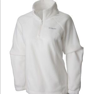 Columbia White Fleece 1/4 Zip Pullover